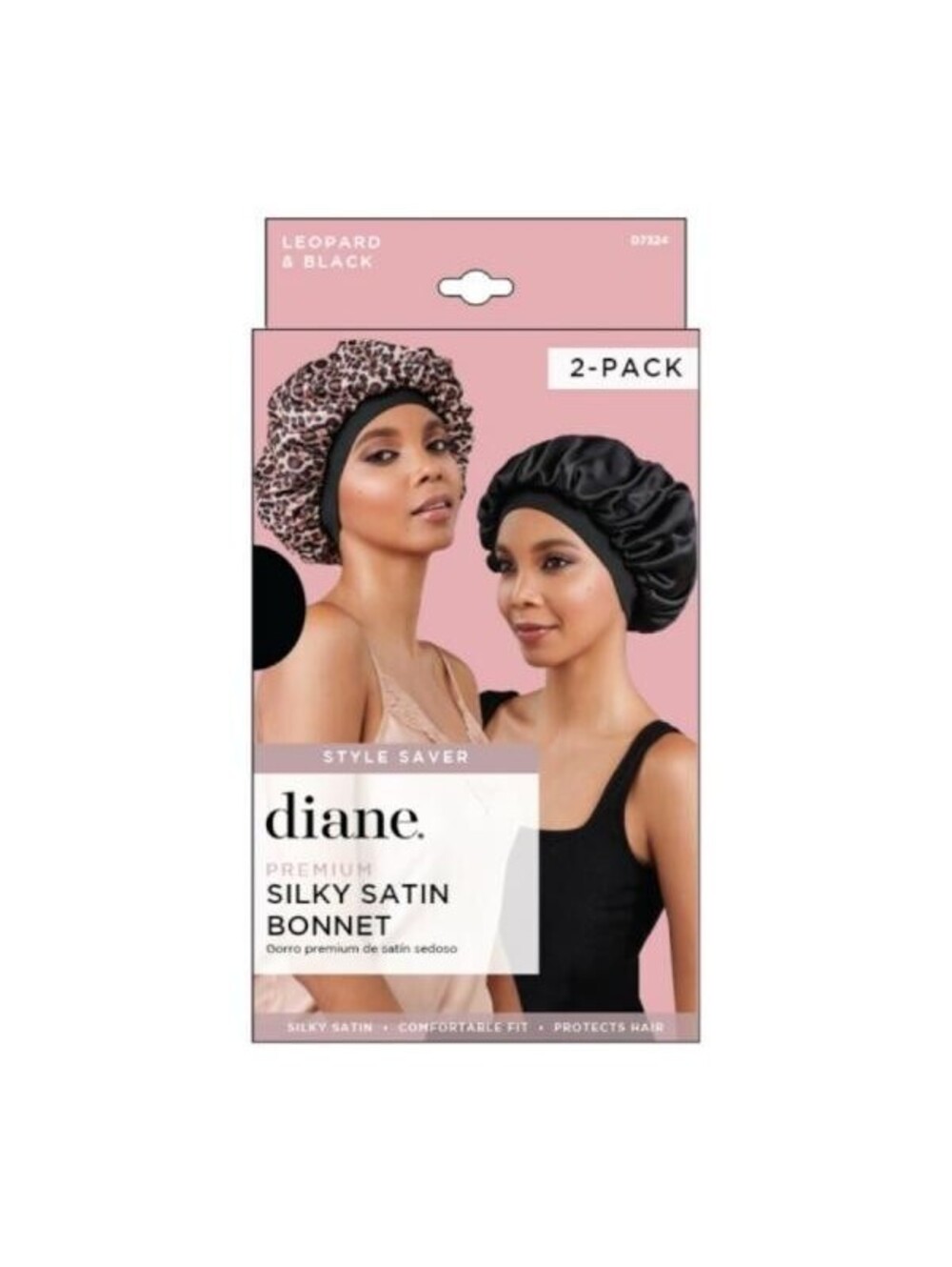 Diane Premium Silky Satin Bonnet 2-Pack - Leopard & Black